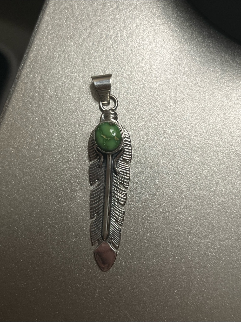 Navajo Native Made Sonoran Gold Sterling Silver Feather Pendant